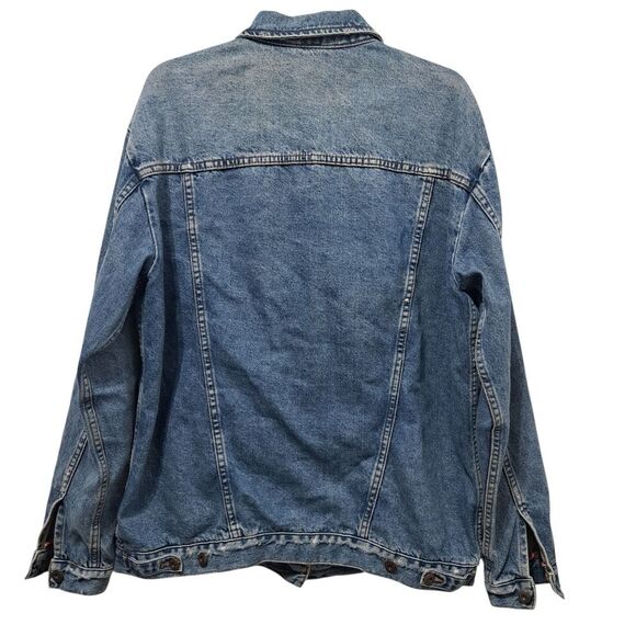Free People Ramona Distressed Western Vintage Denim Trucker Jacket Lrg Southbank - Picture 6 of 16